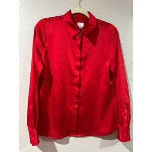 A New Day Women's Button Down Red Top Size S NWT